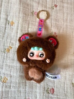 NWOT Adorable Bear Bag Charm Cute Brown Furry Bear Keychain Doll